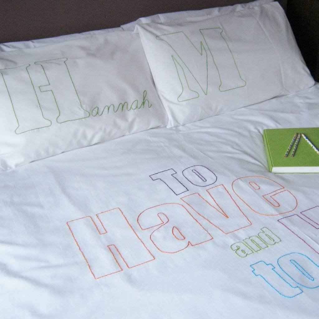 Embroidered Wedding Vows Duvet Cover By B Line Bespoke