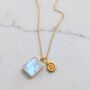 The Duo Moonstone Necklace, Gold Plated, thumbnail 1 of 12