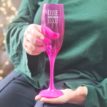 Personalised Pink Champagne Glass Gift For Bridesmaid, 3 of 9