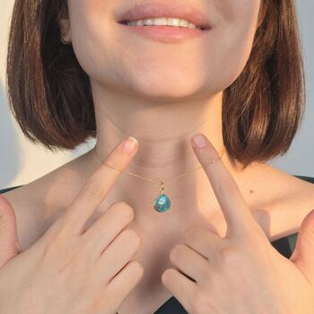 Blue Turquoise December Birthstone Gold Plated Necklace, 4 of 5