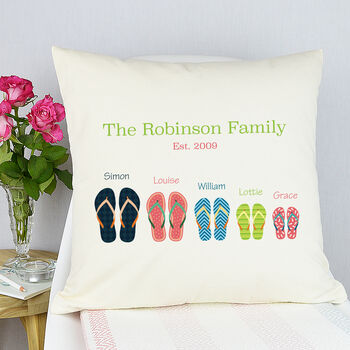 Personalised Flip Flop Family Cushion, 3 of 4