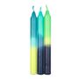 Ombre Blue, Yellow And Green Dinner Candles Three Pack, thumbnail 2 of 4