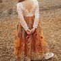 Chantilly Lace Burnt Orange Embroidered Flower Girl Wedding Dress, thumbnail 2 of 8