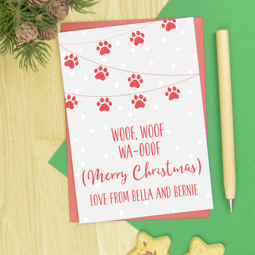 Personalised From The Dog Bunting Christmas Card By Pink and Turquoise