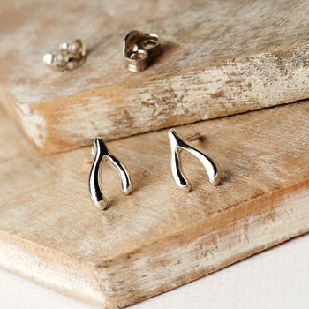 Wishbone Sterling Silver Stud Earrings, 3 of 12