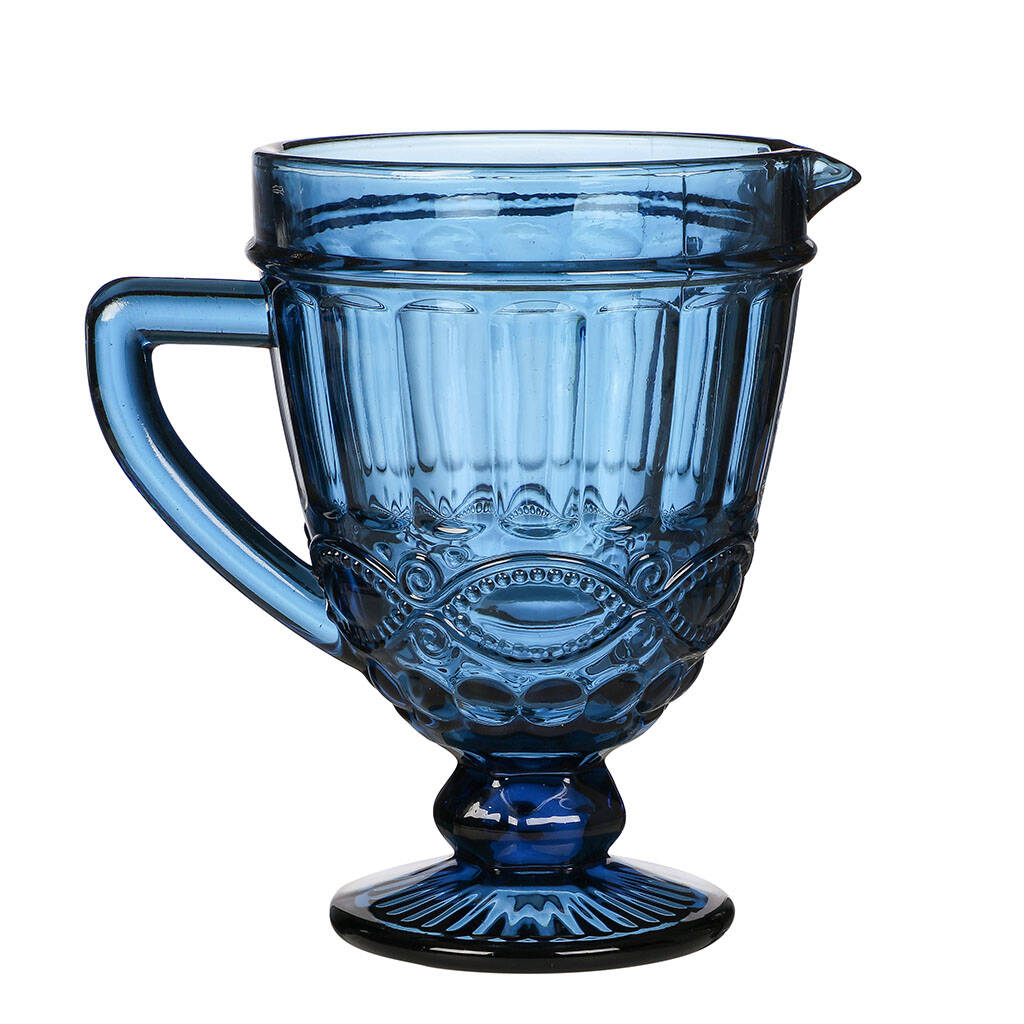 Luxury Sapphire Blue Glass Serving Pitcher By Dibor