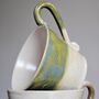 Stoneware Handmade Mug Green And Cream Stripe, thumbnail 5 of 9