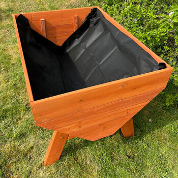 Raised Vegetable Herb Wooden Planter With Three Liners, 6 of 8