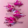 Cerise And Lilac Dried Flower Buttonhole, thumbnail 3 of 3