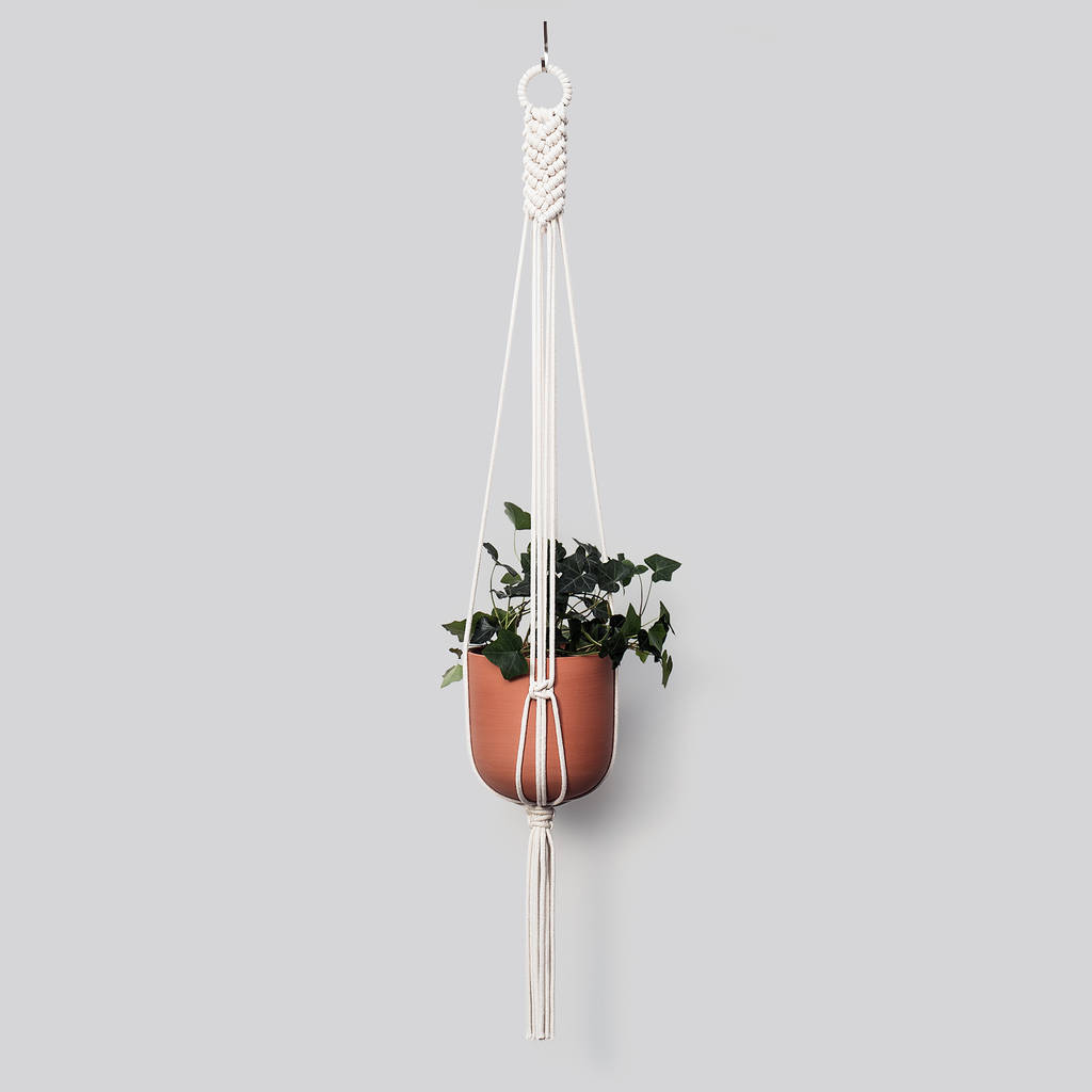 Macrame Plant Hanger 'the Tie' In Cotton Cord By Koala