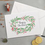 'Happy Christmas' Holly Wreath Christmas Card, thumbnail 1 of 3