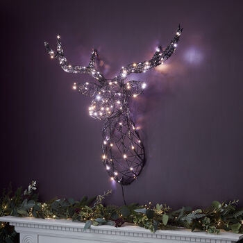 Harlow Rattan Stag Head Christmas Light, 6 of 12