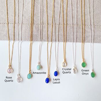 Semi Precious Gemstone Charm Necklace Choice Of Stones, 8 of 11