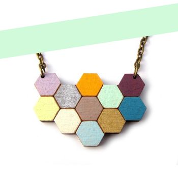 Hexagon Honeycomb Geometric Necklace, 4 of 8