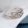 Molten Sterling Silver Blue Topaz And Pearl Ring, thumbnail 1 of 5