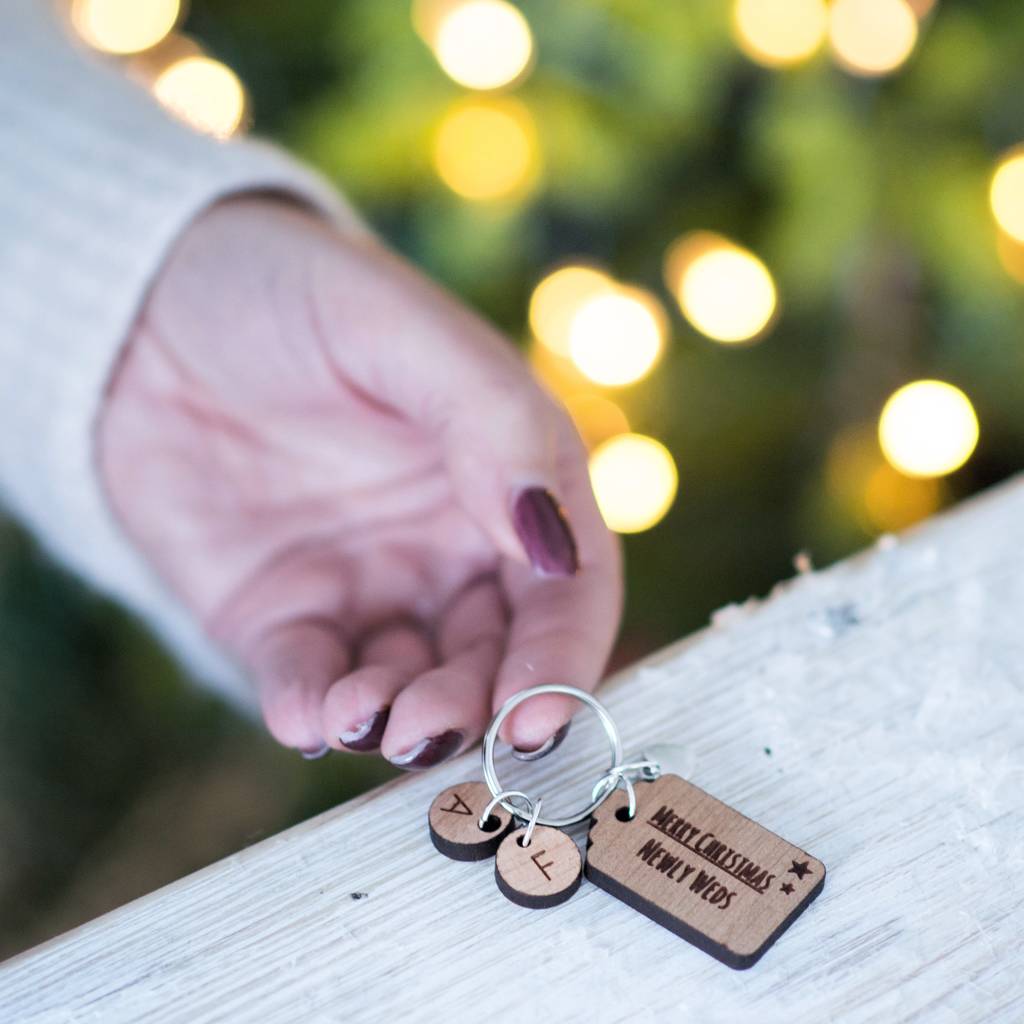 Image of Personalised Newlyweds Charm Keyring