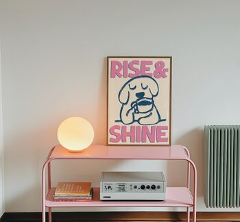 Rise And Shine Retro Print Kitchen Poster Bedroom Art Hand Drawn, 9 of 11
