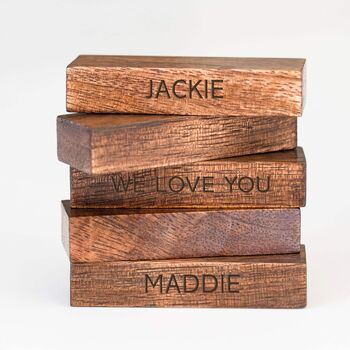 Personalised Luxury Wooden Stacking Tower Block Game, 3 of 6