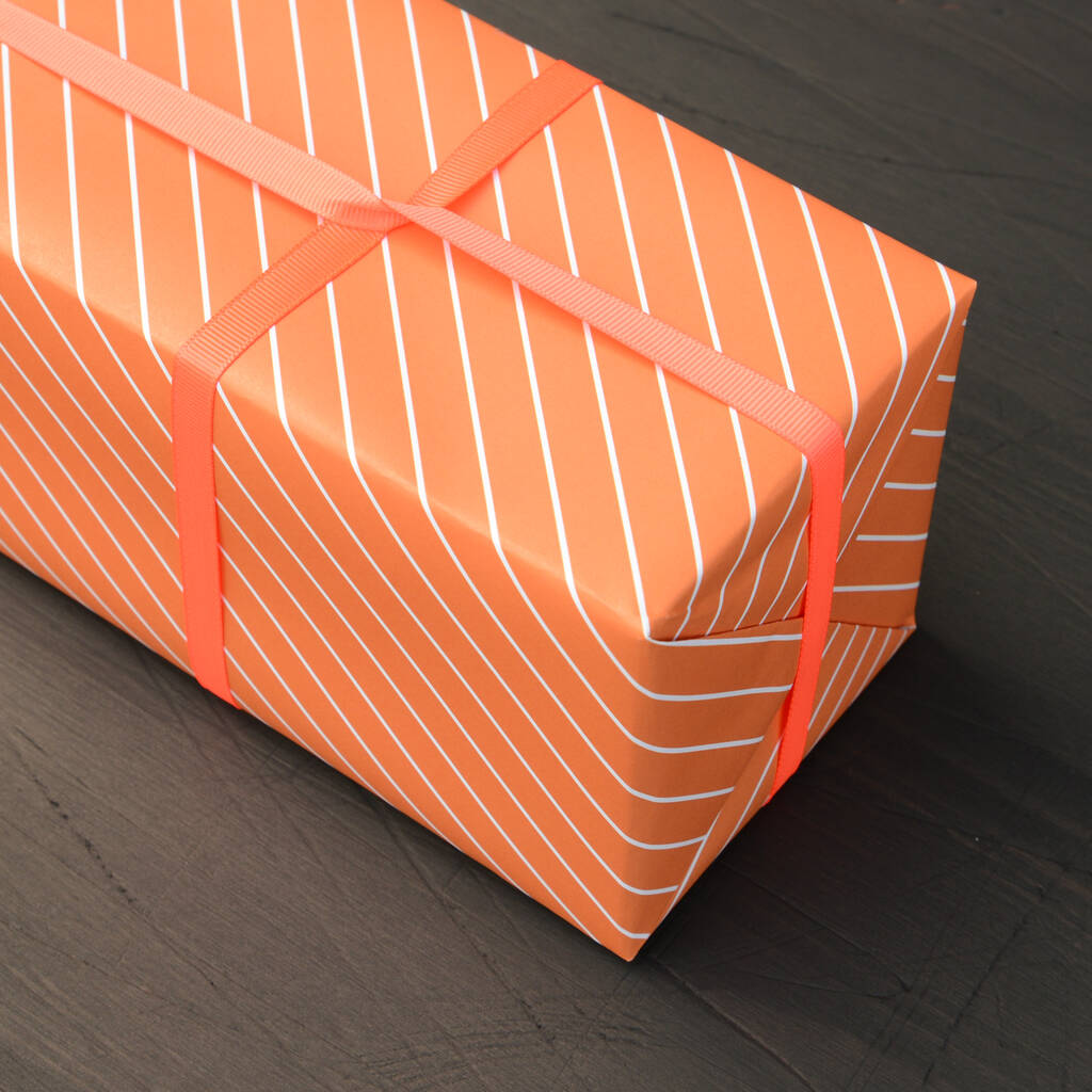 Orange Candy Stripes Wrapping Paper, 1 of 3