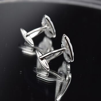 Sailboat Silver Cufflinks Gift For Men 316 L Stainless Steel Nautical Accessory, 3 of 6