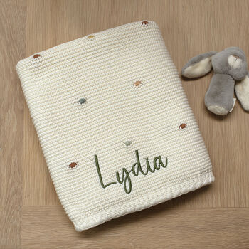 Personalised Knitted Baby Blanket In Multi Colour Bobble, 3 of 4