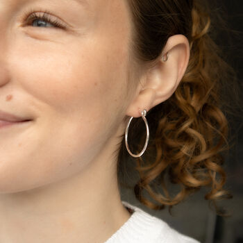 Sterling Silver Large Hoop Earrings, 3 of 7