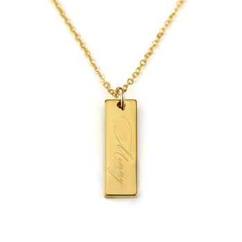 Script Name Gold Plated Bar Necklace, 3 of 5