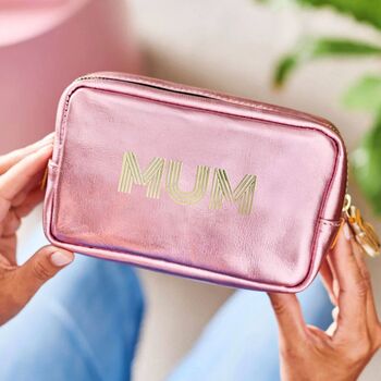 Handmade Leather Make Up Bag Mum, 2 of 3