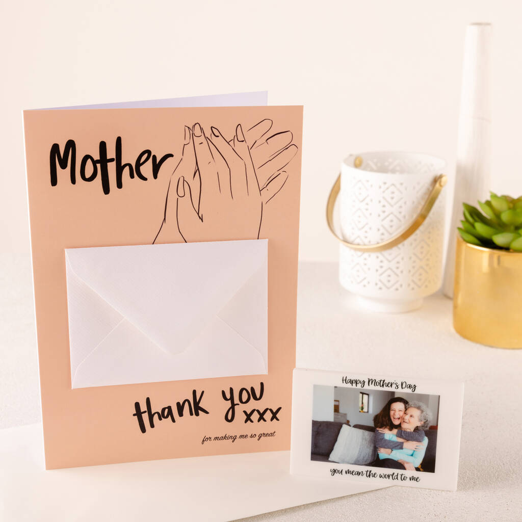 Mother Thank You Card And Photo Magnet Token By Funky Laser