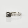 0.70ct Emerald Cut Dark Grey Diamond Engagement Ring, thumbnail 5 of 6