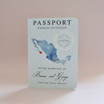 Passport Map Watercolour Style Wedding Invitation, 2 of 12