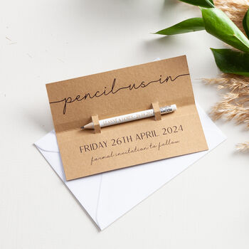 Minimal Script 'Pencil Us In' Save The Date, 3 of 5