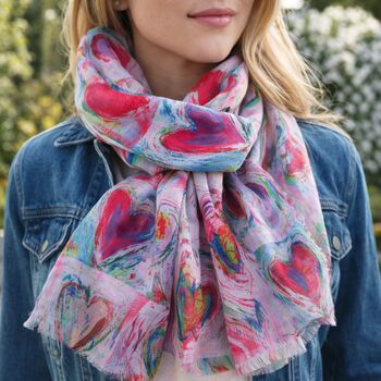 Watercolour Heart Splash Scarf, 2 of 5
