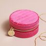 Quilted Velvet Mini Round Travel Jewellery Case In Pink, thumbnail 1 of 4