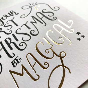 Personalised Foiled Magical First Christmas Card, 3 of 5
