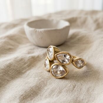 Teardrop Diamond Crossover Ring Gold, 8 of 10