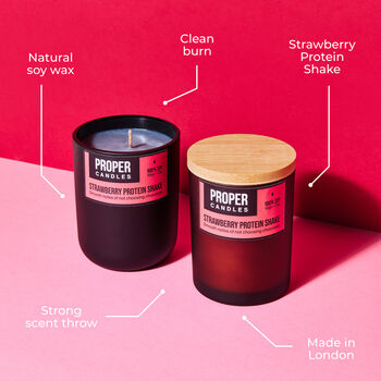 Strawberry Protein Shake Scented Soy Wax Candle, 3 of 9