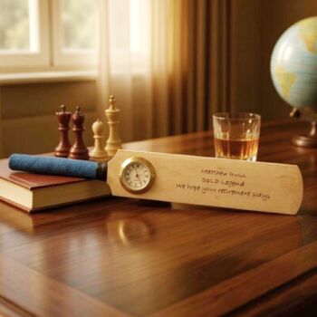 Personalised Mini Cricket Bat With Clock, 3 of 12