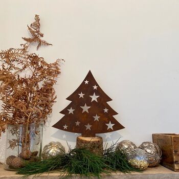 Rusted Metal Christmas Tree Decoration Sign, 4 of 6
