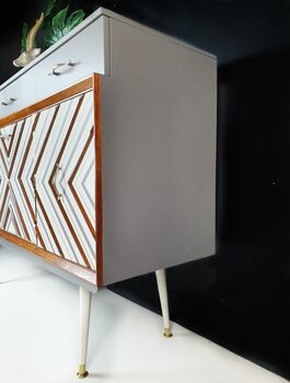 1950's Sideboard With 3D Geometric Chevron Design, 7 of 8