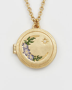 Gold Nightshade Moon Locket Necklace, 3 of 8