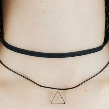 Handmade Black Lace Triangle Gothic Choker Emo Necklace, 2 of 5