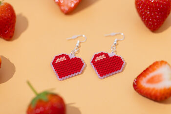 Make Your Own Heart Earrings Cross Stitch Kit, 4 of 6