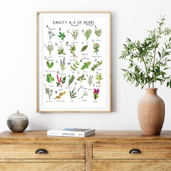 The A To Z Of Herbs Print By Bea Baranowska Illustration