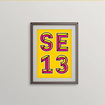 Se13 London Postcode Neon Typography Print, 3 of 4