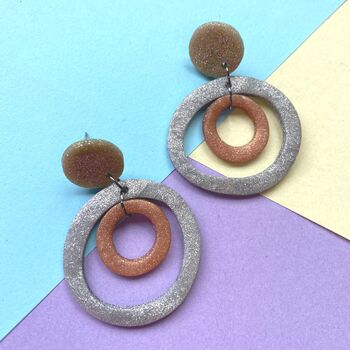 Brightly Coloured Wonky Hoop Retro Style Earrings, 7 of 9