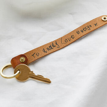 Personalised Child's Handwriting Leather Keyring, 5 of 6