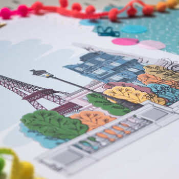 Personalised Paris Illustration, Eiffel Tower, 5 of 7