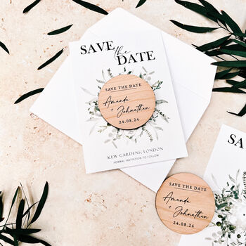 Wedding Save The Date Eucalyptus Cards Magnets, 9 of 10