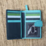 Womans Navy And Blue Leather Purse Wallet, thumbnail 6 of 11